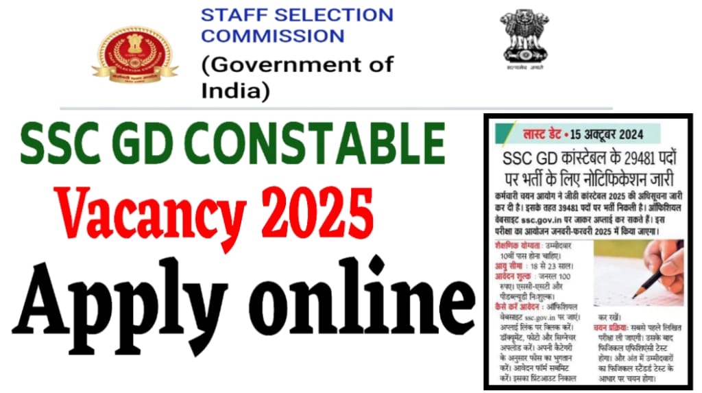 SSC GD Constable Recruitment 2025 Apply online