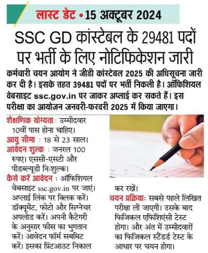 ssc gd new vacancy 2024-25 notification pdf download 